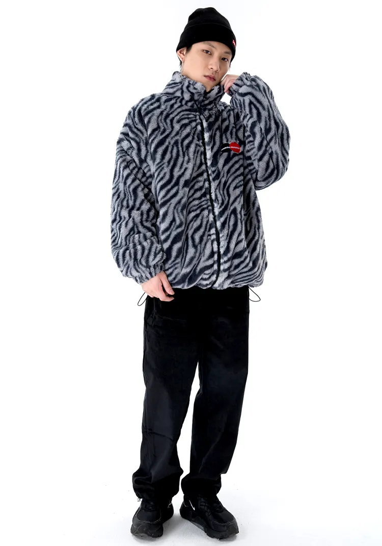 "ORIGINAL" Veste Gilet en fourrure Zébré Noir - URB1™