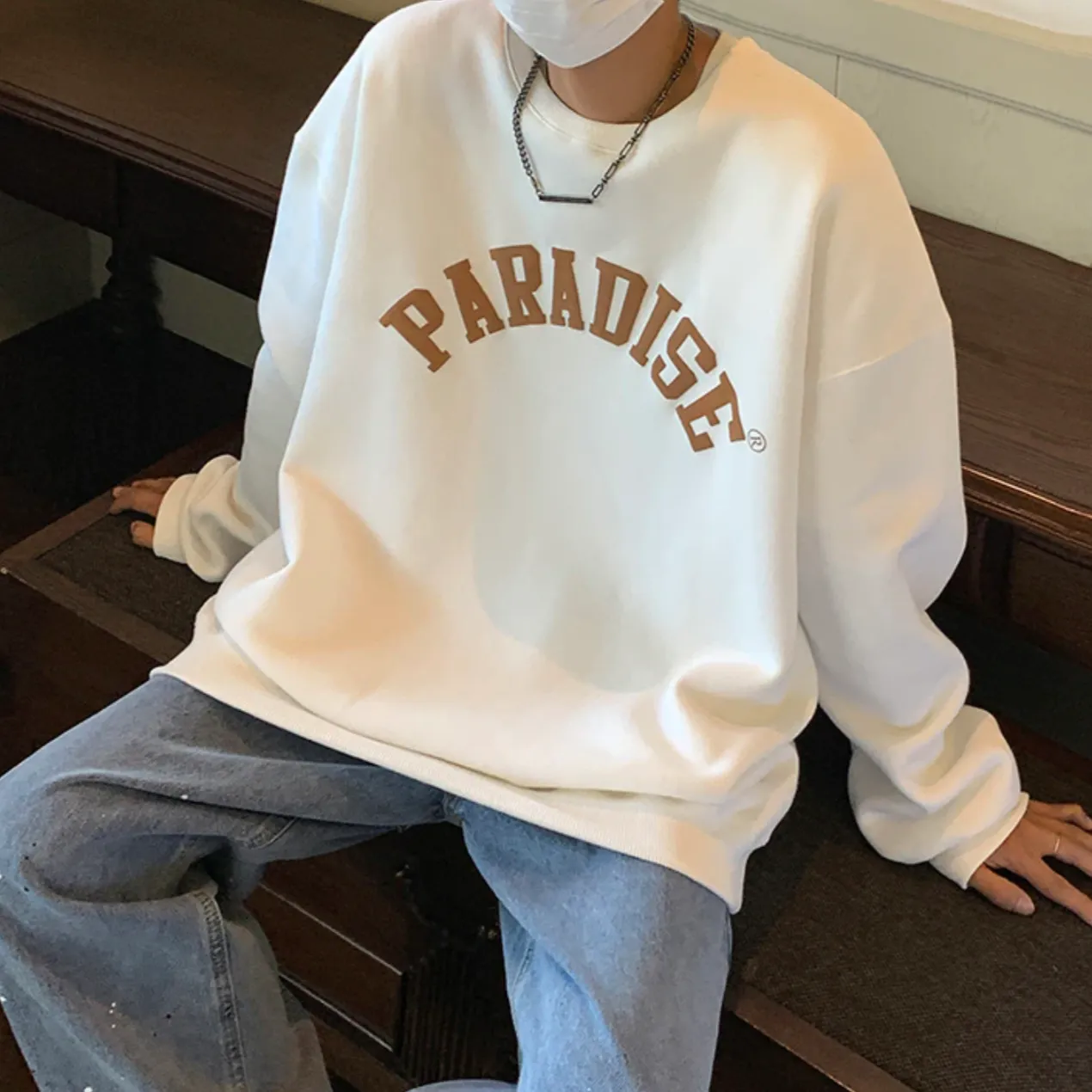 "PARADISE" Sweat-shirt Hoodie Vintage Imprimé Noir - URB1™