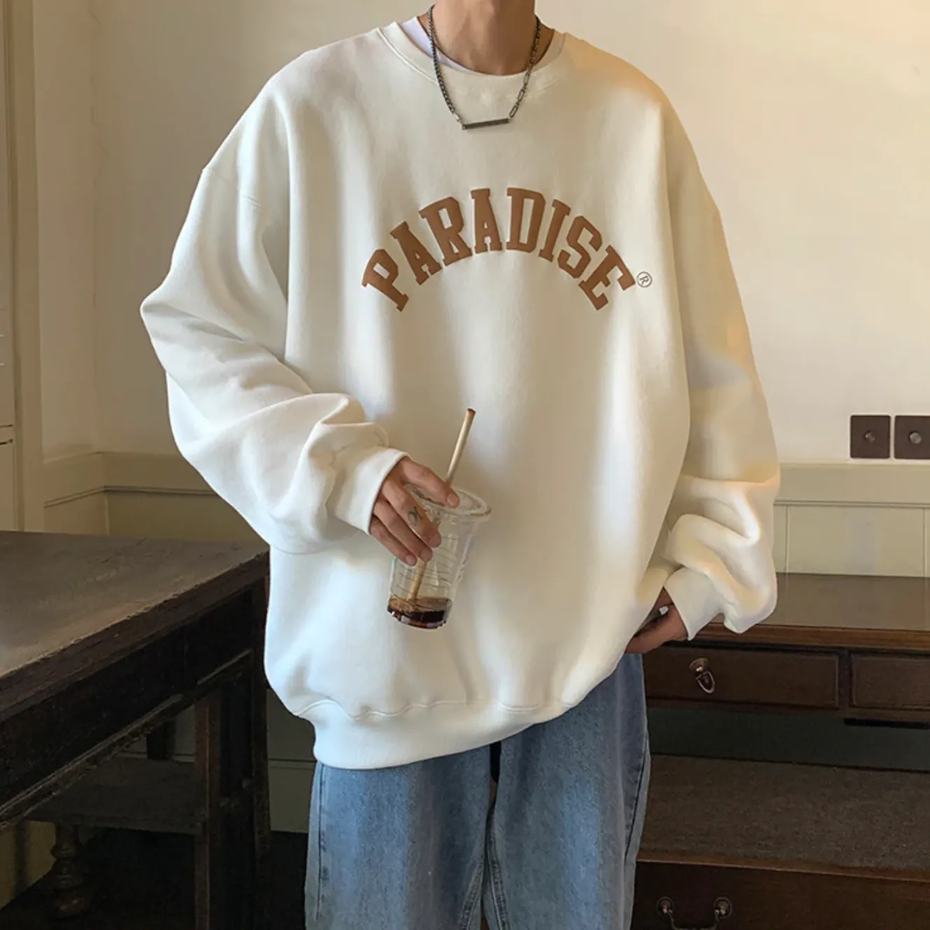 "PARADISE" Sweat-shirt Hoodie Vintage Imprimé Noir - URB1™