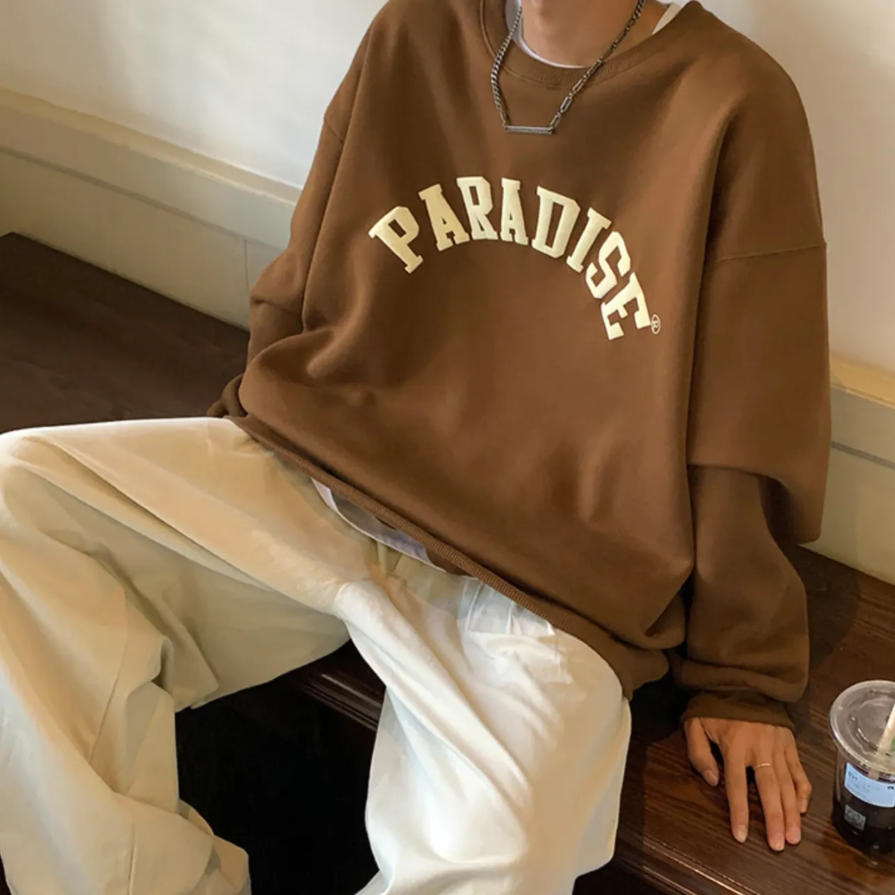 "PARADISE" Sweat-shirt Hoodie Vintage Imprimé Noir - URB1™