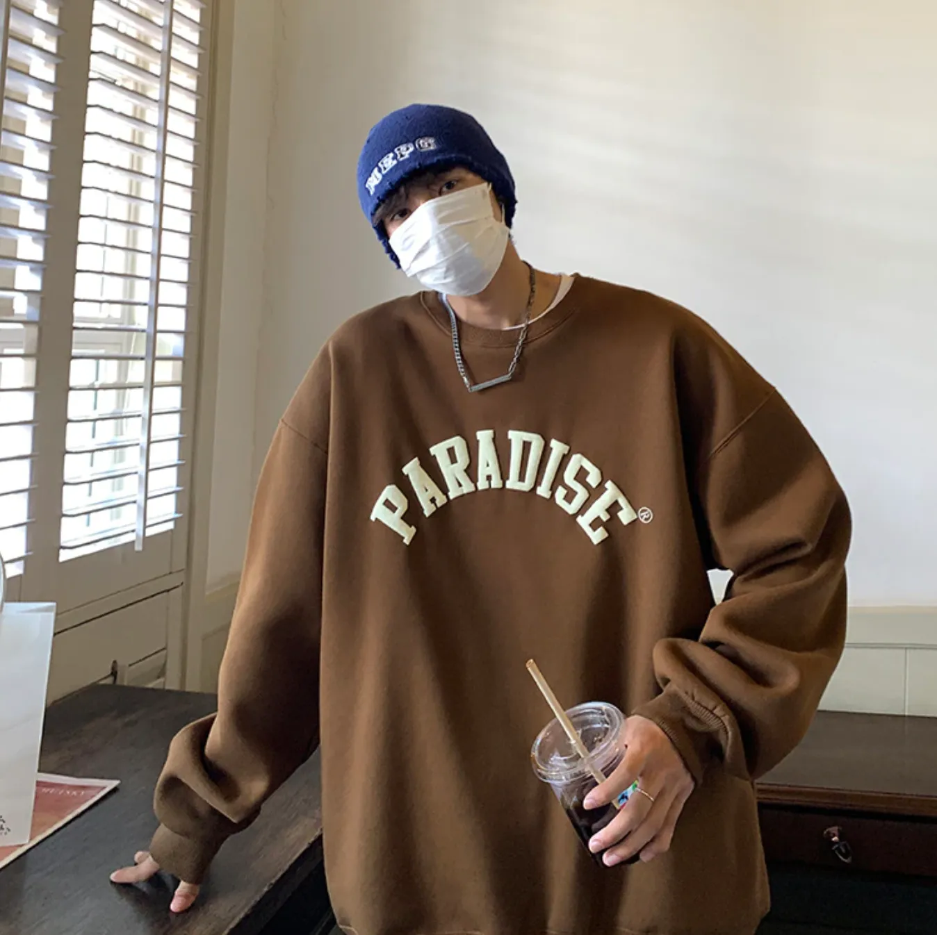 "PARADISE" Sweat-shirt Hoodie Vintage Imprimé Noir - URB1™