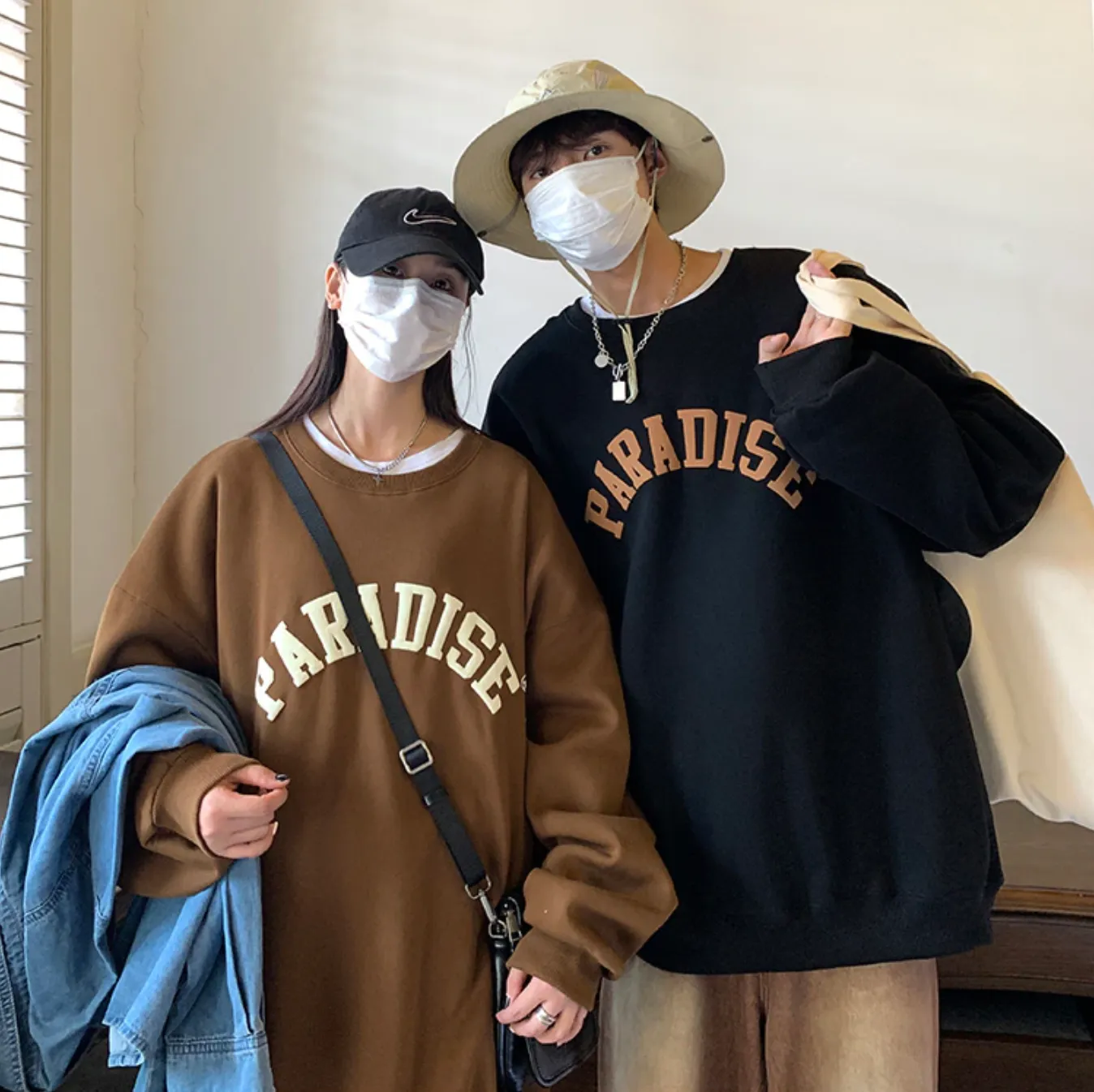"PARADISE" Sweat-shirt Hoodie Vintage Imprimé Noir - URB1™