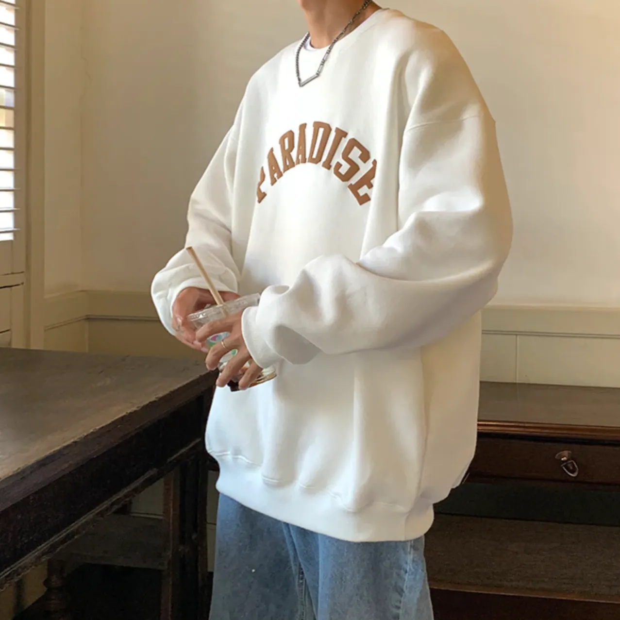 "PARADISE" Sweat-shirt Hoodie Vintage Imprimé Noir - URB1™