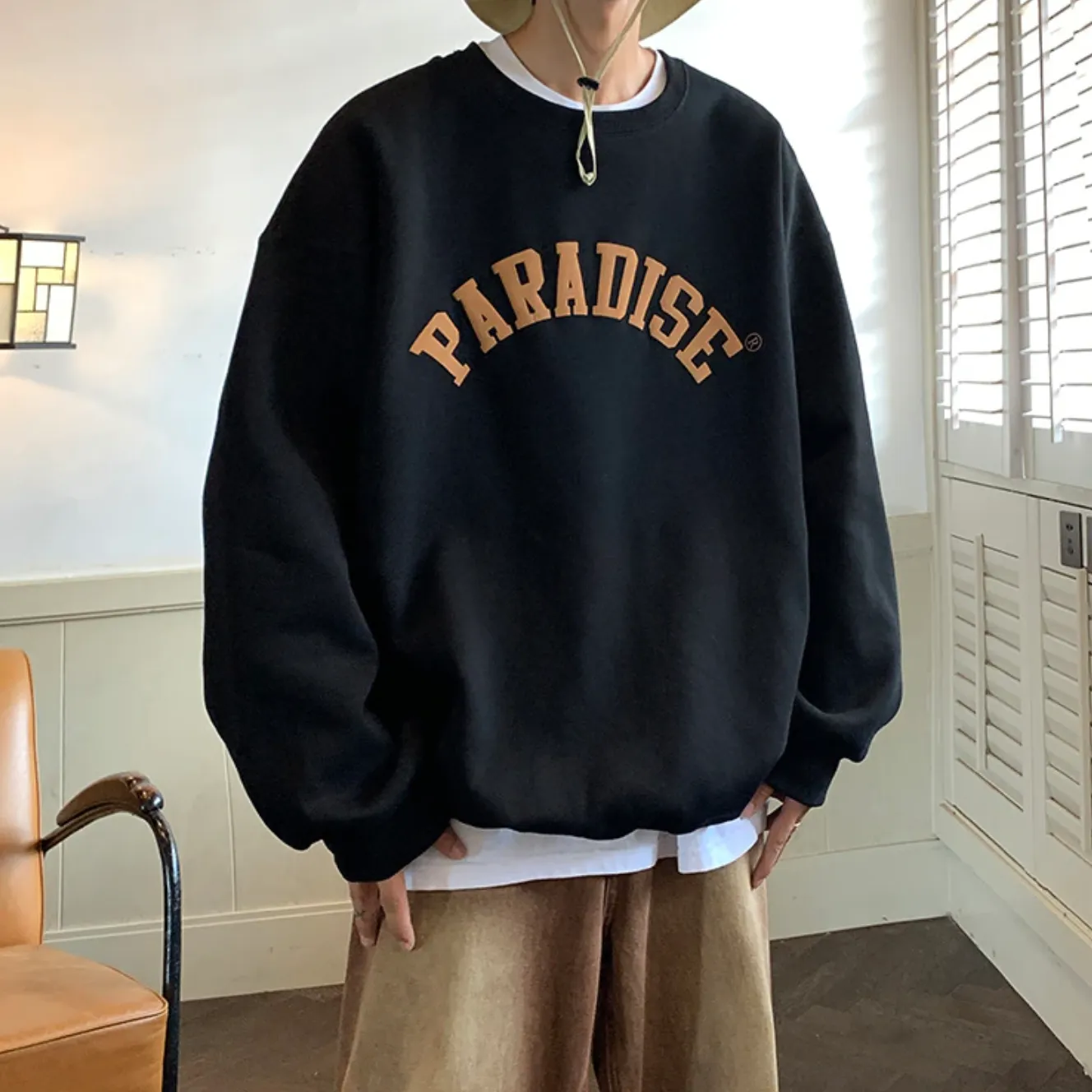 "PARADISE" Sweat-shirt Hoodie Vintage Imprimé Noir - URB1™
