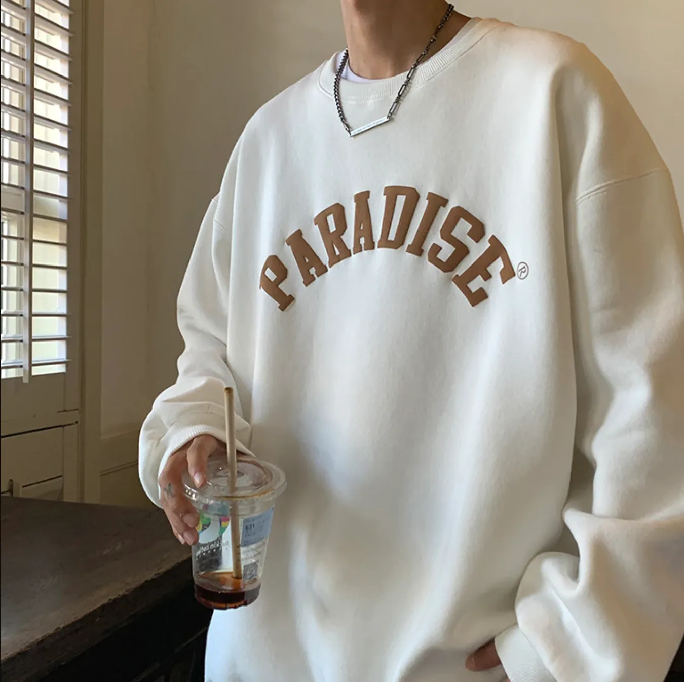 "PARADISE" Sweat-shirt Hoodie Vintage Imprimé Noir - URB1™