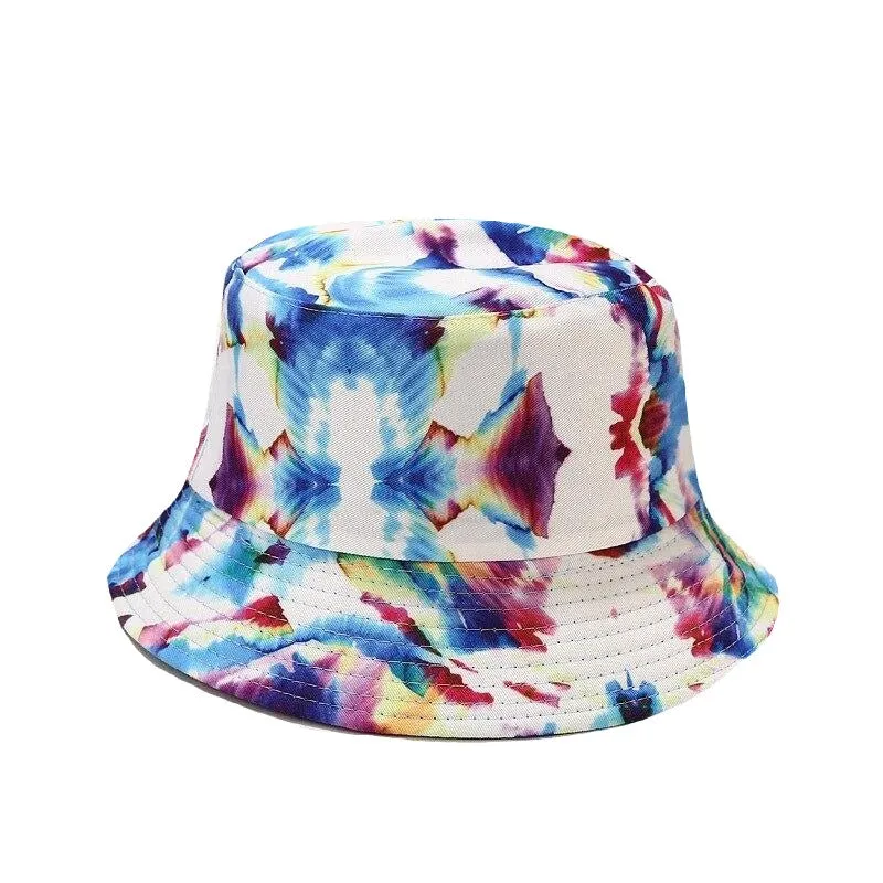 "TIE AND DYE" Chapeau Bob Imprimé Jaune Bleu Vert - URB1™