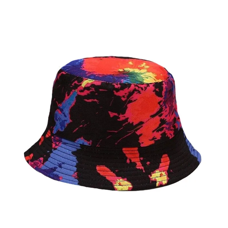"TIE AND DYE" Chapeau Bob Imprimé Jaune Bleu Vert - URB1™