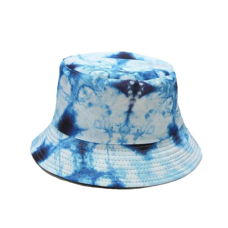 "TIE AND DYE" Chapeau Bob Imprimé Jaune Bleu Vert - URB1™