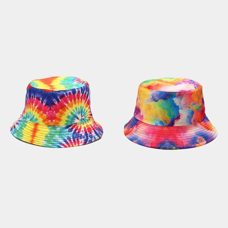 "TIE AND DYE" Chapeau Bob Imprimé Jaune Bleu Vert - URB1™