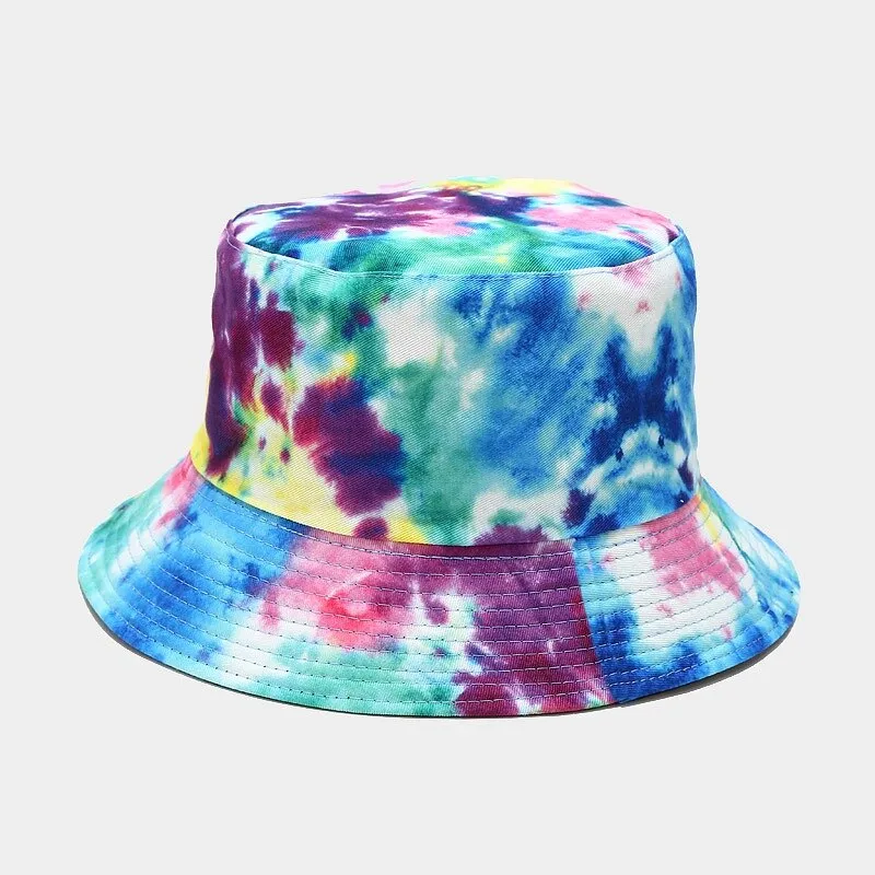 "TIE AND DYE" Chapeau Bob Imprimé Jaune Bleu Vert - URB1™