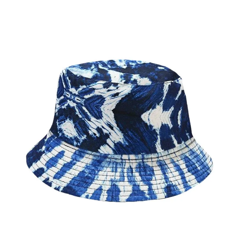 "TIE AND DYE" Chapeau Bob Imprimé Jaune Bleu Vert - URB1™