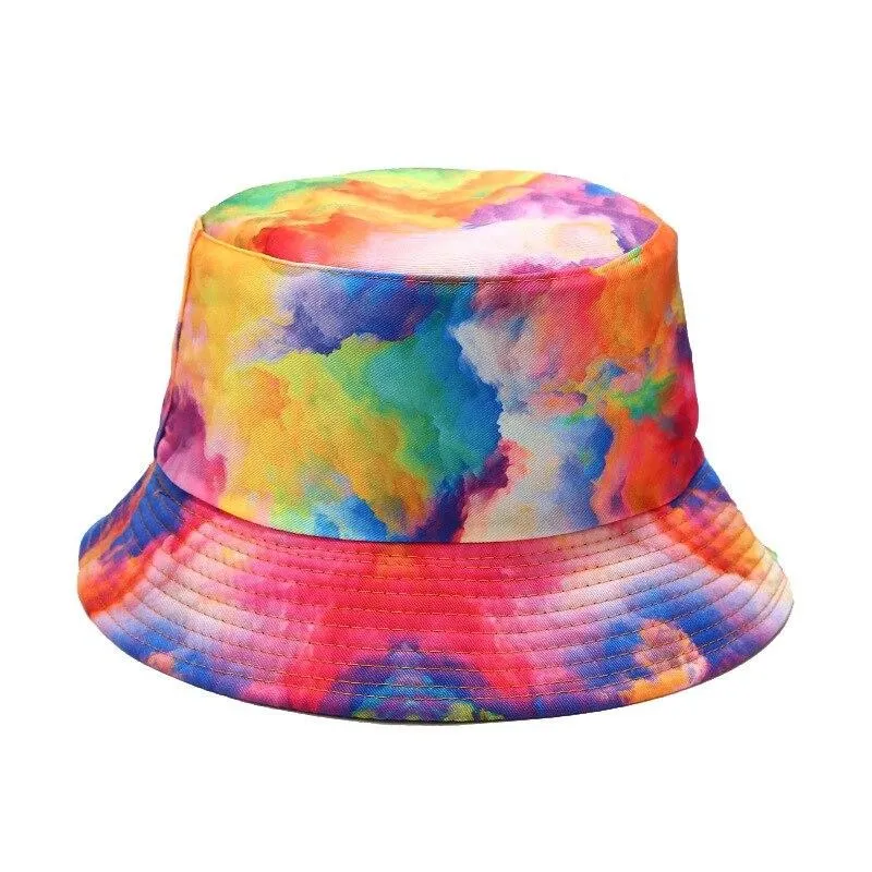 "TIE AND DYE" Chapeau Bob Imprimé Jaune Bleu Vert - URB1™