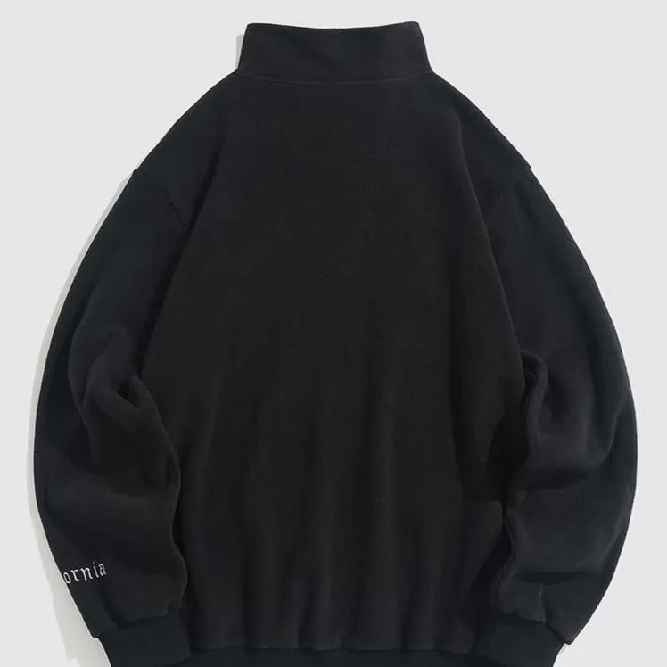 "WEST COAST" Sweat-shirt Polaire Col Camionneur Vintage Vert - URB1™