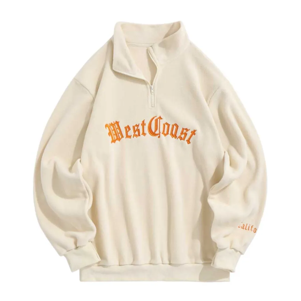 "WEST COAST" Sweat-shirt Polaire Col Camionneur Vintage Vert - URB1™