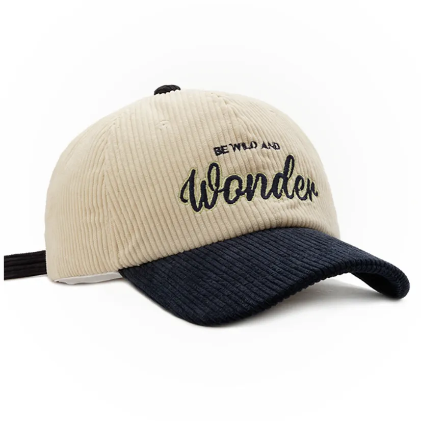"WONDER" Casquette Baseball Snapback en velour Bleu Brodée - URB1™