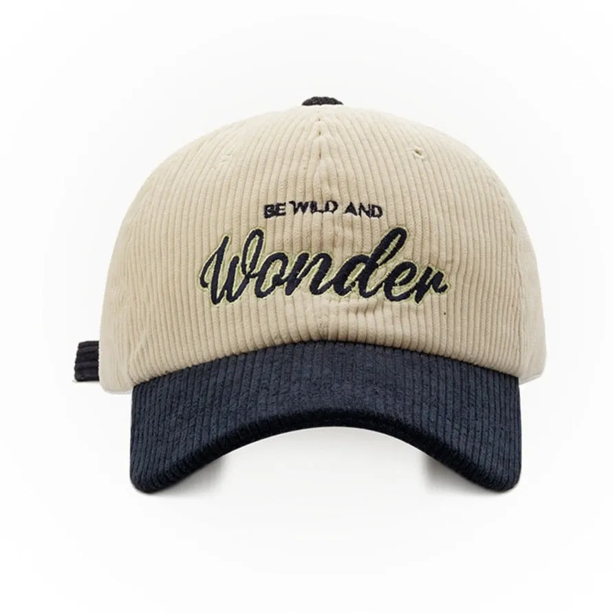 "WONDER" Casquette Baseball Snapback en velour Bleu Brodée - URB1™