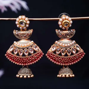 Red Dome Ethnic Jhumkas