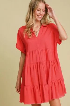 Red Tiered Mini Dress