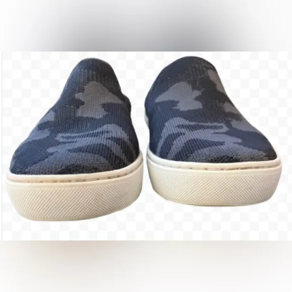 Rothy’s Women Black Gray Camo Canvas Slip-On Machine Washable Sneakers Size 9
