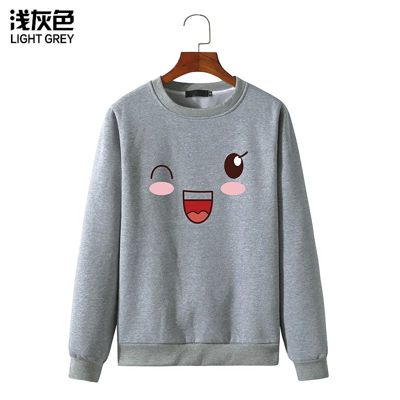 Round Neck Sweater Long Sleeved Simle Face Sweatshirt