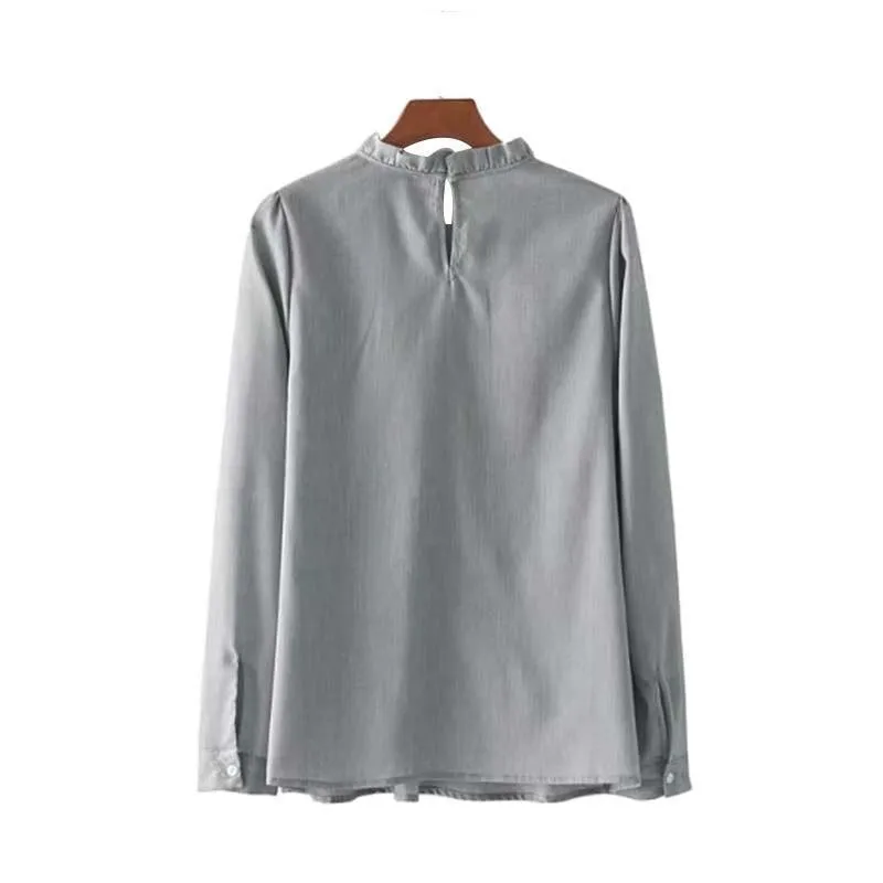 Ruffled & Pearl Beaded Shirt