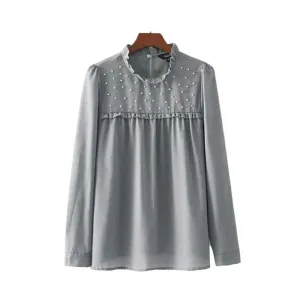 Ruffled & Pearl Beaded Shirt