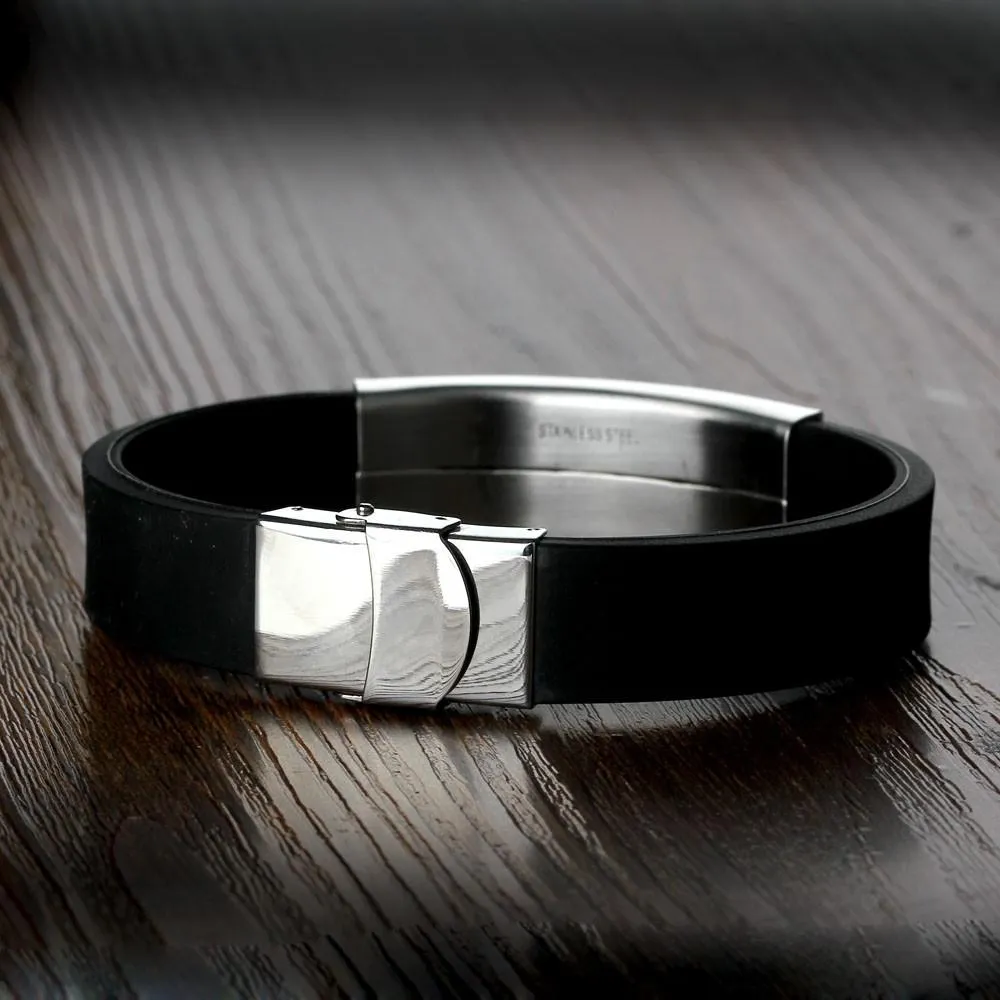 Scripture Pattern Silicone Stainless Steel Bracelets & Bangles Fashion Men's Bracelet Gift Ideas For Him