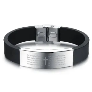 Scripture Pattern Silicone Stainless Steel Bracelets & Bangles Fashion Men's Bracelet Gift Ideas For Him