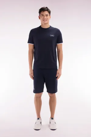 Short de jogging en molleton coton marine coupe décontractée