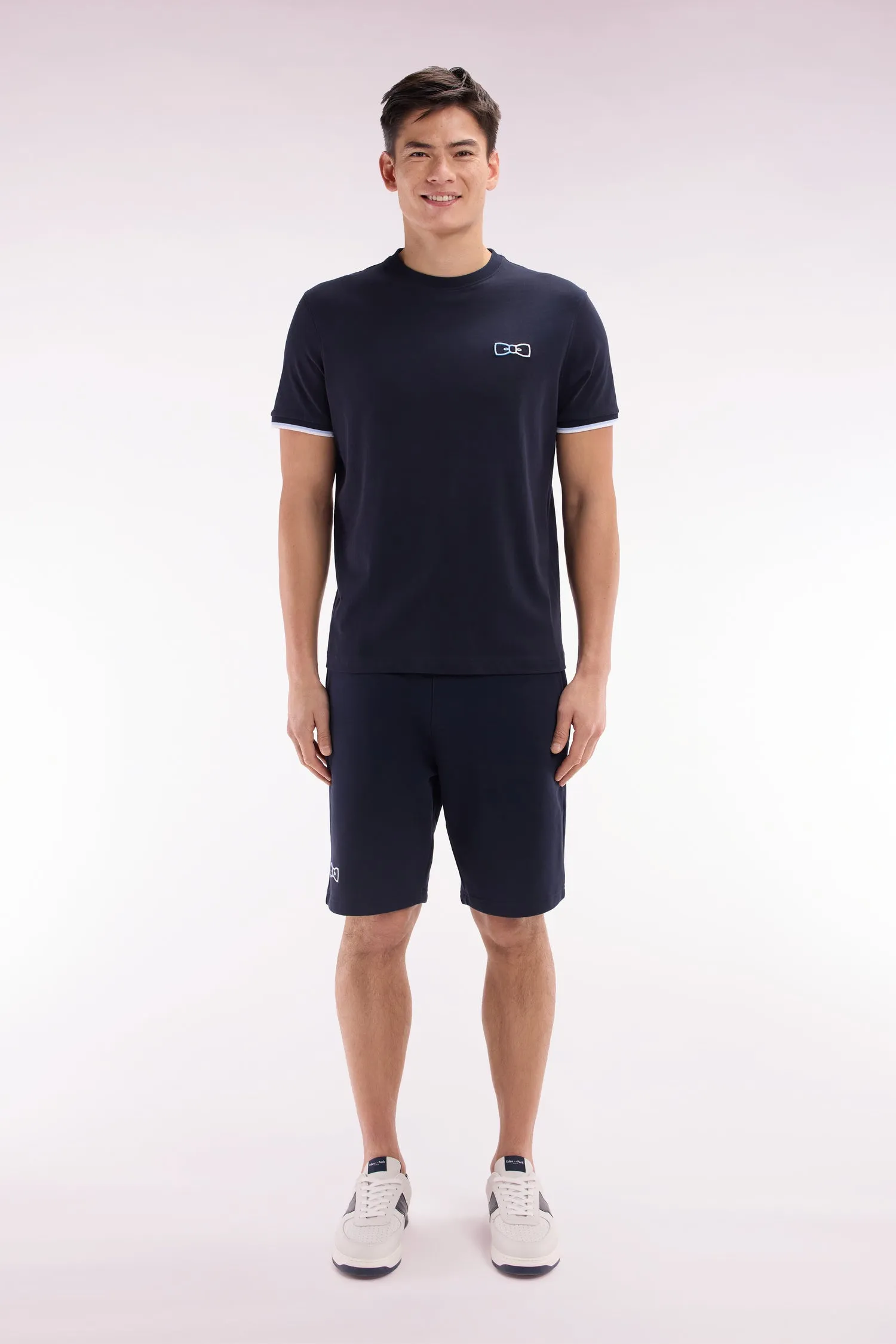 Short de jogging en molleton coton marine coupe décontractée