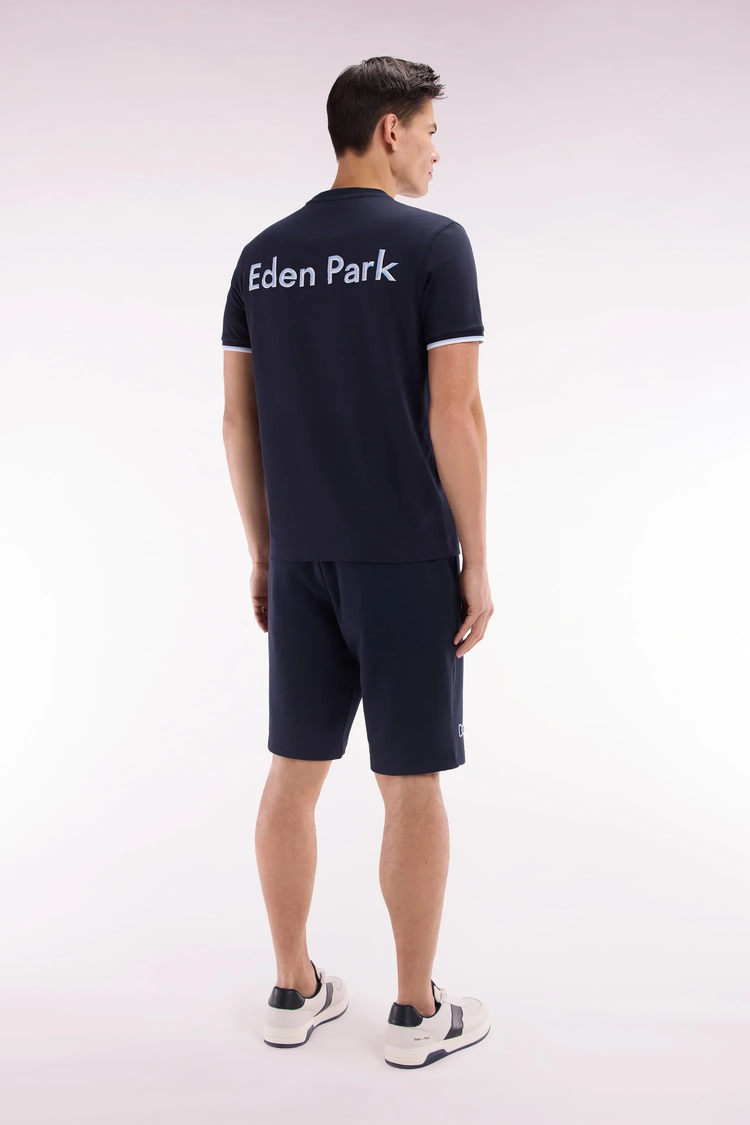 Short de jogging en molleton coton marine coupe décontractée