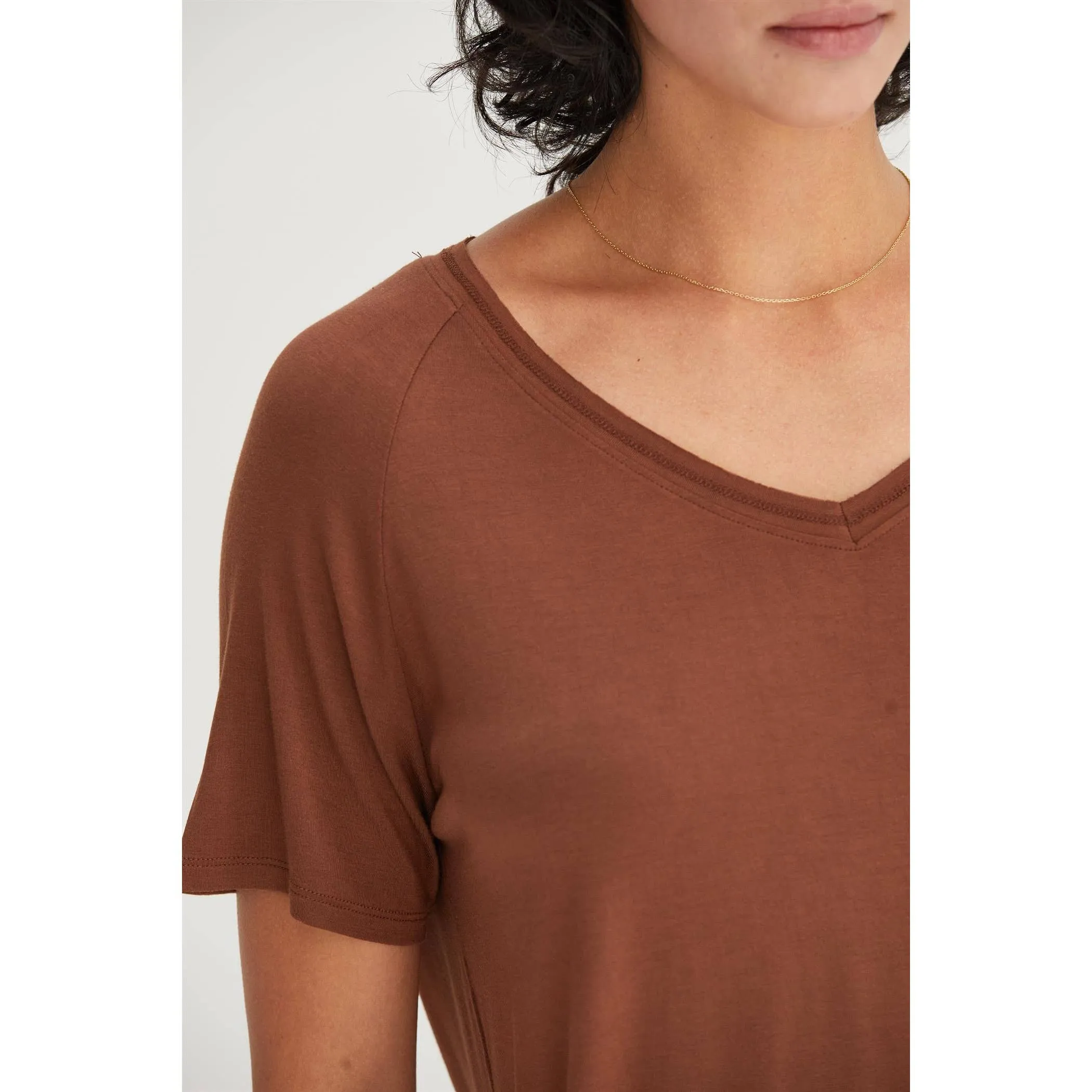 Short Sleeve V Neck HYFVE Top: Grey Blue