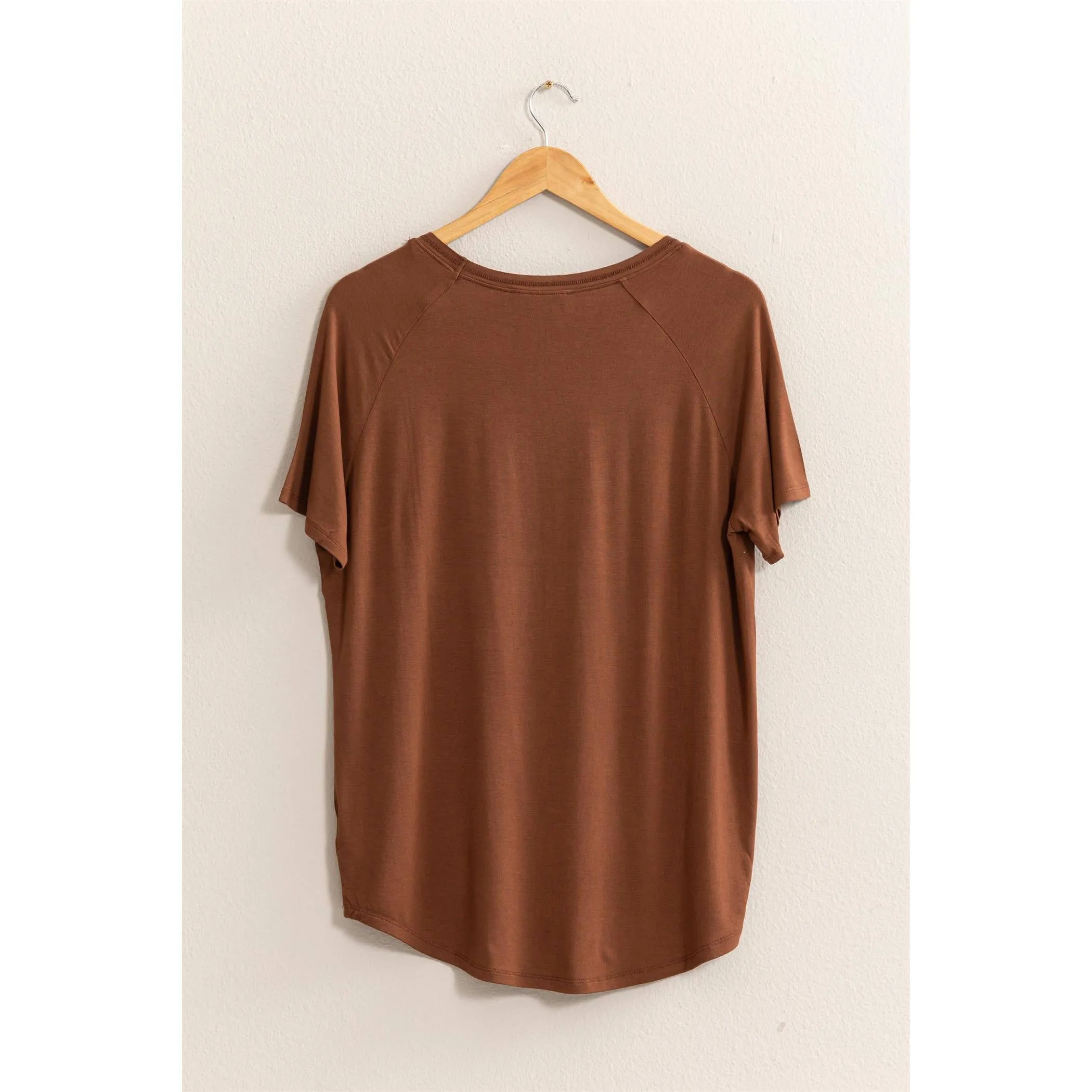 Short Sleeve V Neck HYFVE Top: Grey Blue