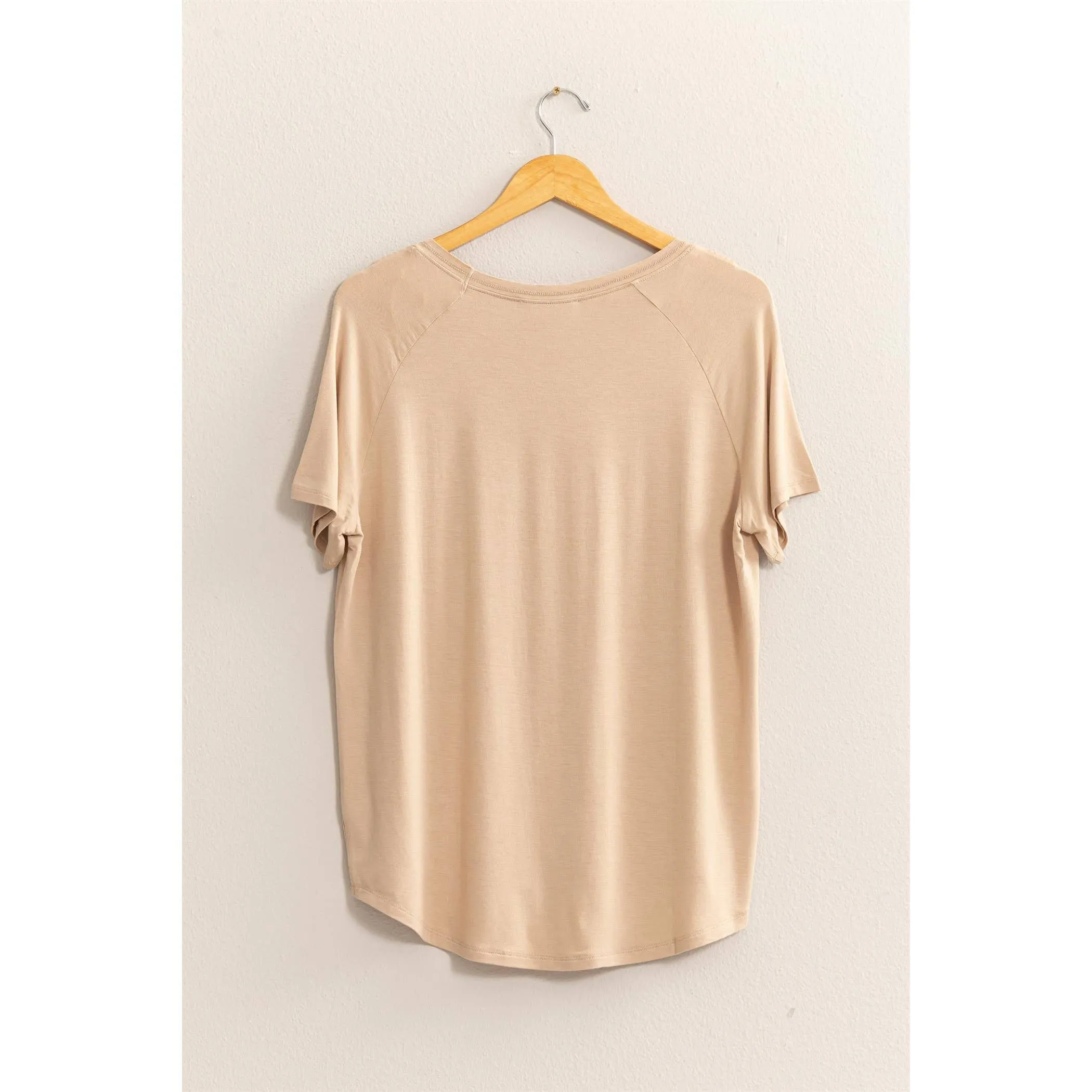 Short Sleeve V Neck HYFVE Top: Grey Blue