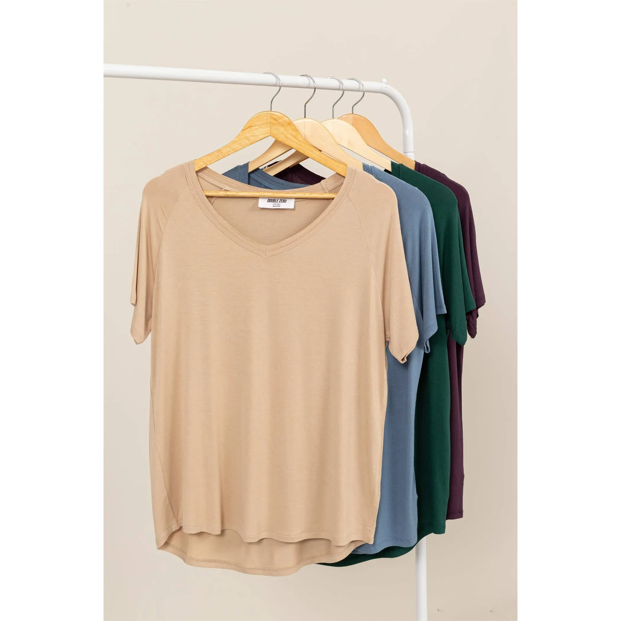 Short Sleeve V Neck HYFVE Top: Grey Blue