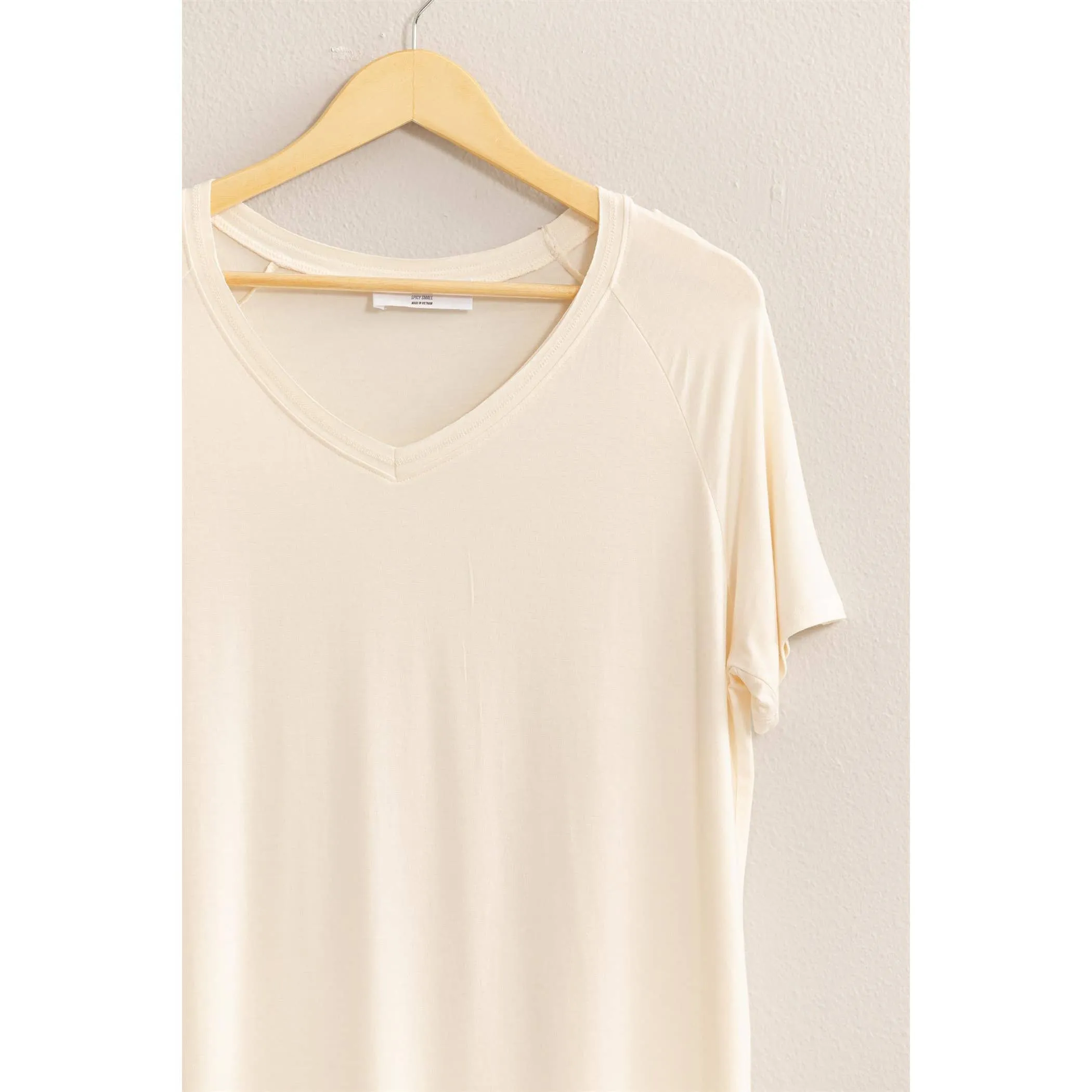 Short Sleeve V Neck HYFVE Top: Grey Blue