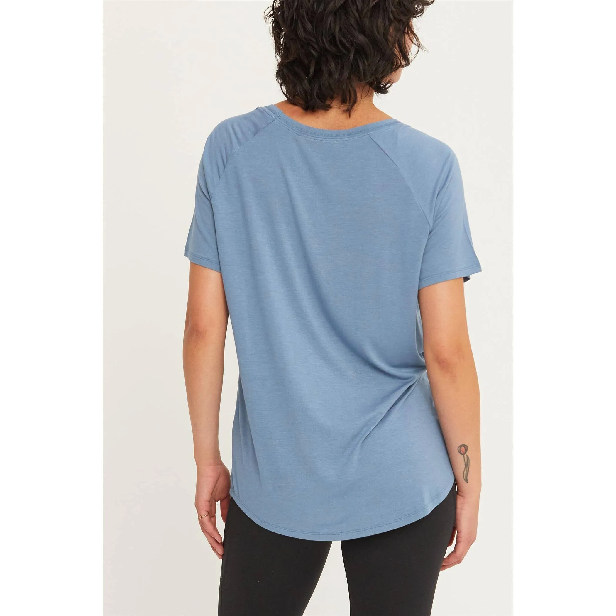 Short Sleeve V Neck HYFVE Top: Grey Blue