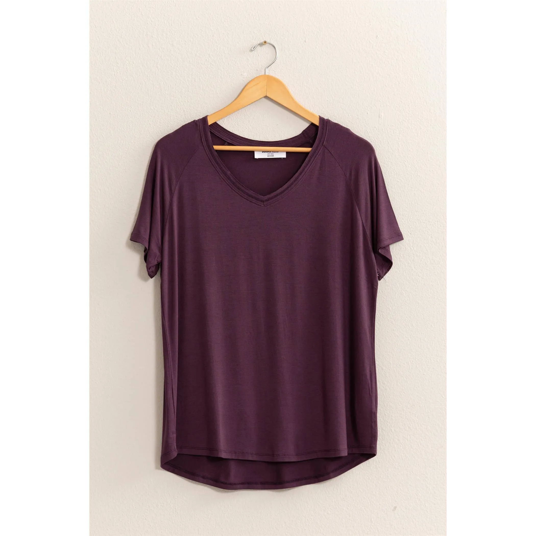 Short Sleeve V Neck HYFVE Top: Grey Blue