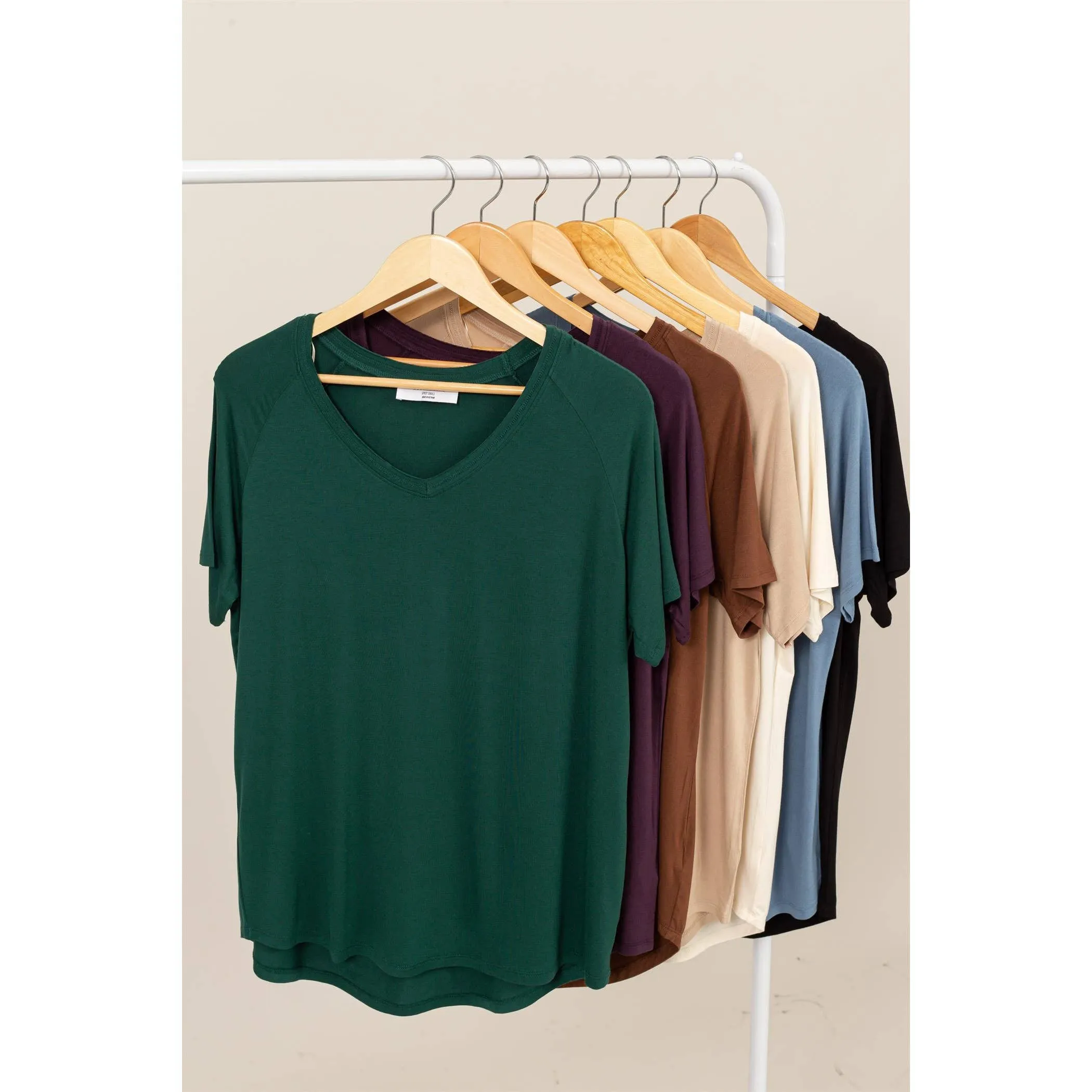 Short Sleeve V Neck HYFVE Top: Grey Blue