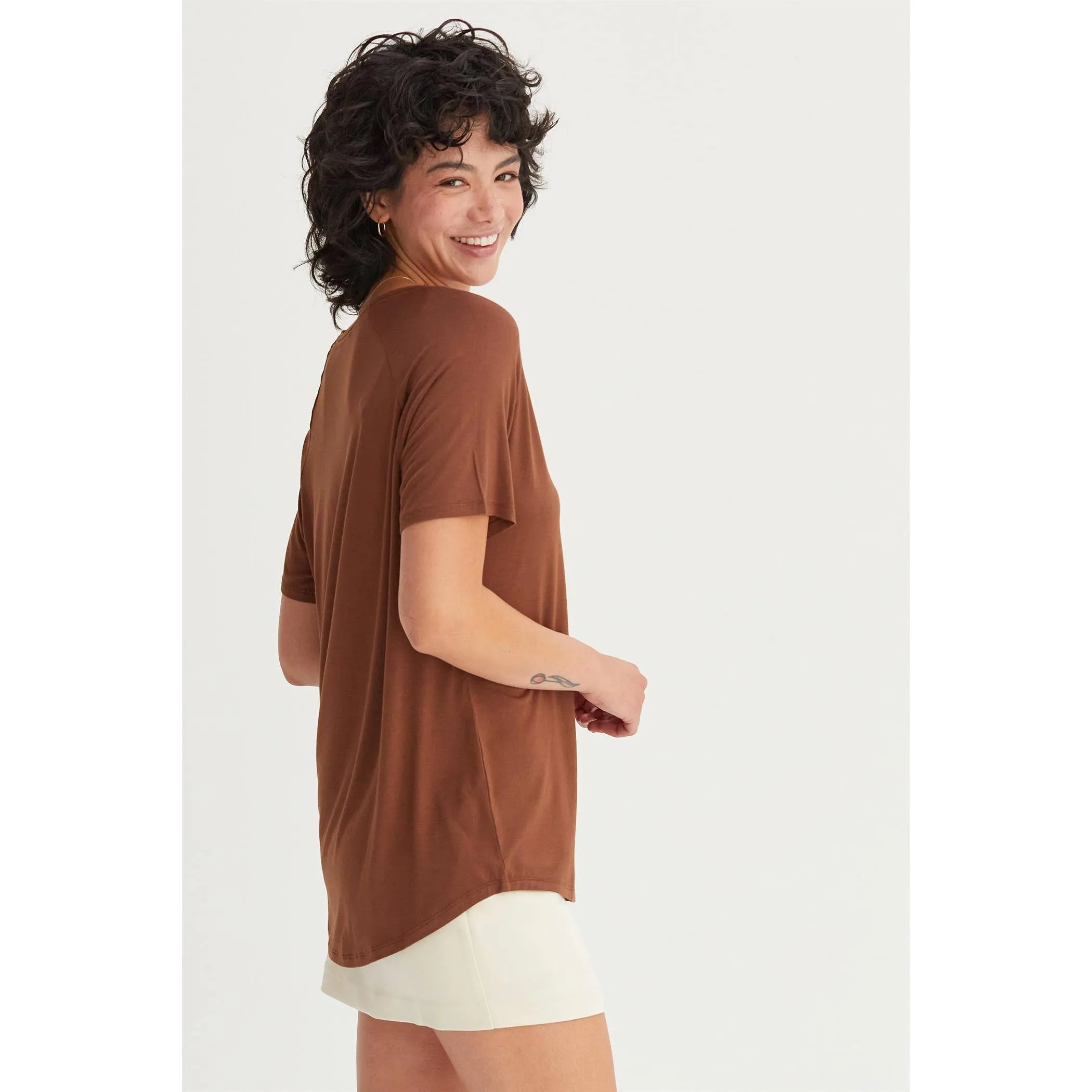Short Sleeve V Neck HYFVE Top: Grey Blue