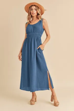 Side Slit Round Neck Sleeveless Tank Dress