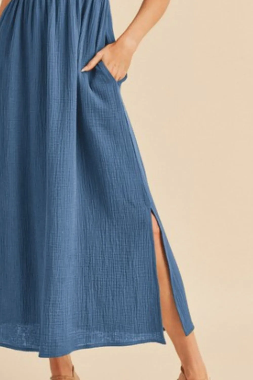 Side Slit Round Neck Sleeveless Tank Dress