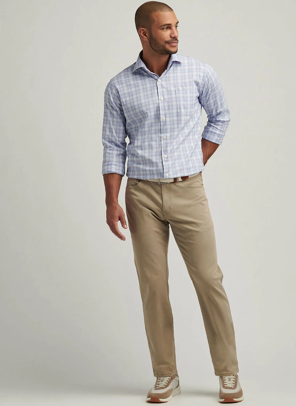 SIGNATURE SATEEN FIVE POCKET PANT - GRAIN