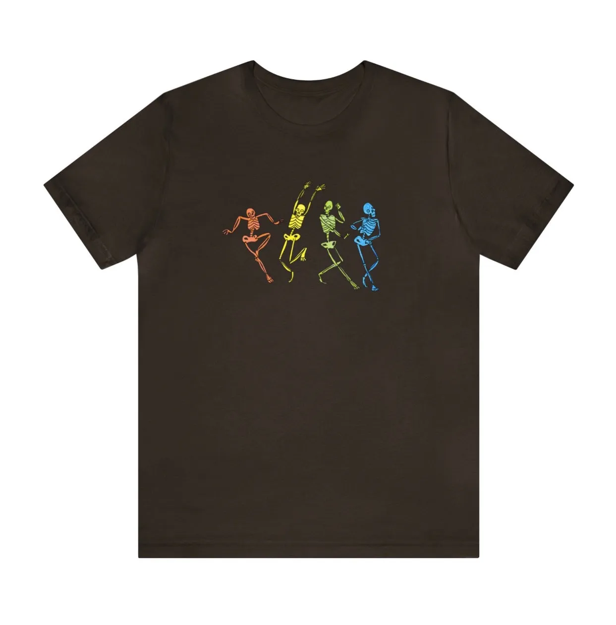 Skelly Rainbow Dance Unisex Jersey Short Sleeve Tee - Designed by Sadie Rothenberg (White or Brown)
