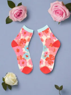 Sock Candy Ribbon Roses Sheer Ankle Sock