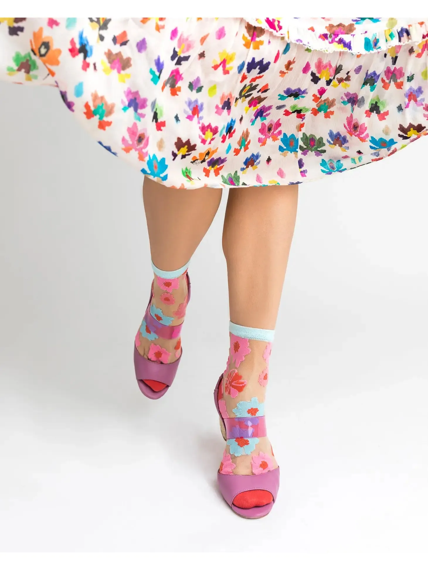 Sock Candy Ribbon Roses Sheer Ankle Sock
