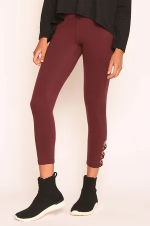 Strechy High-Waist Capri Legging with Calf Cross Straps 23"