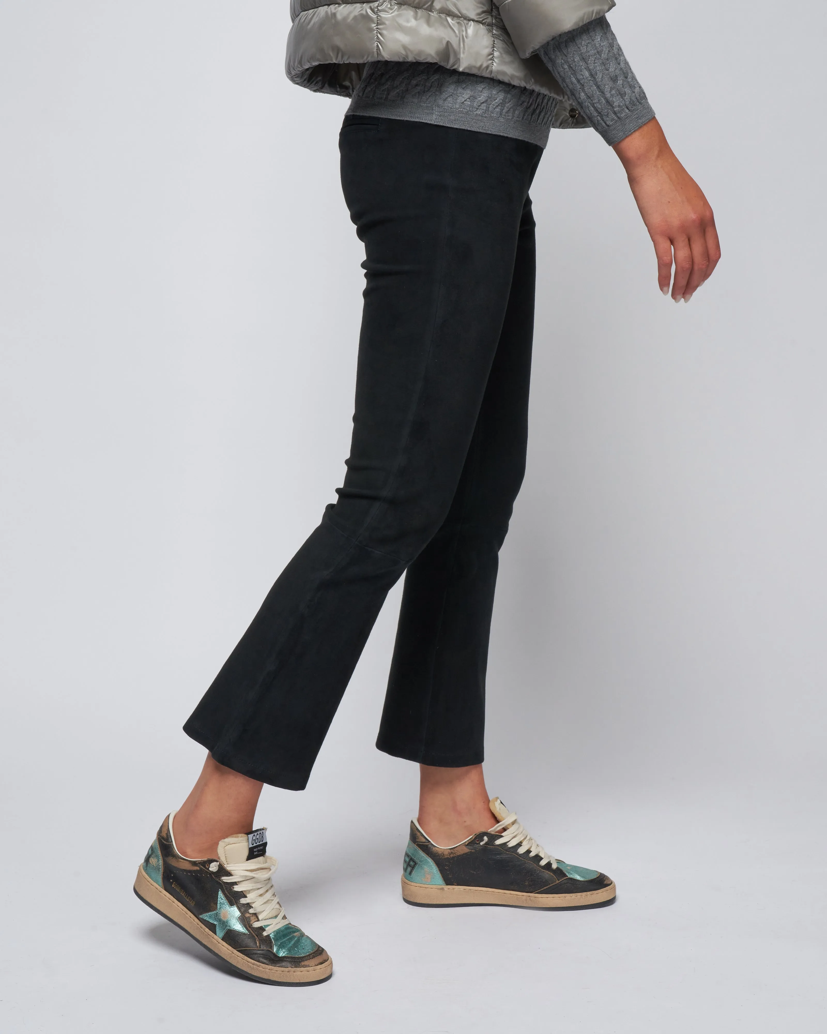 suede kick flare legging - night