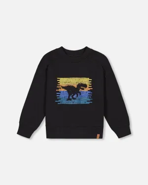 Sweat en molletion noir dino F20U33