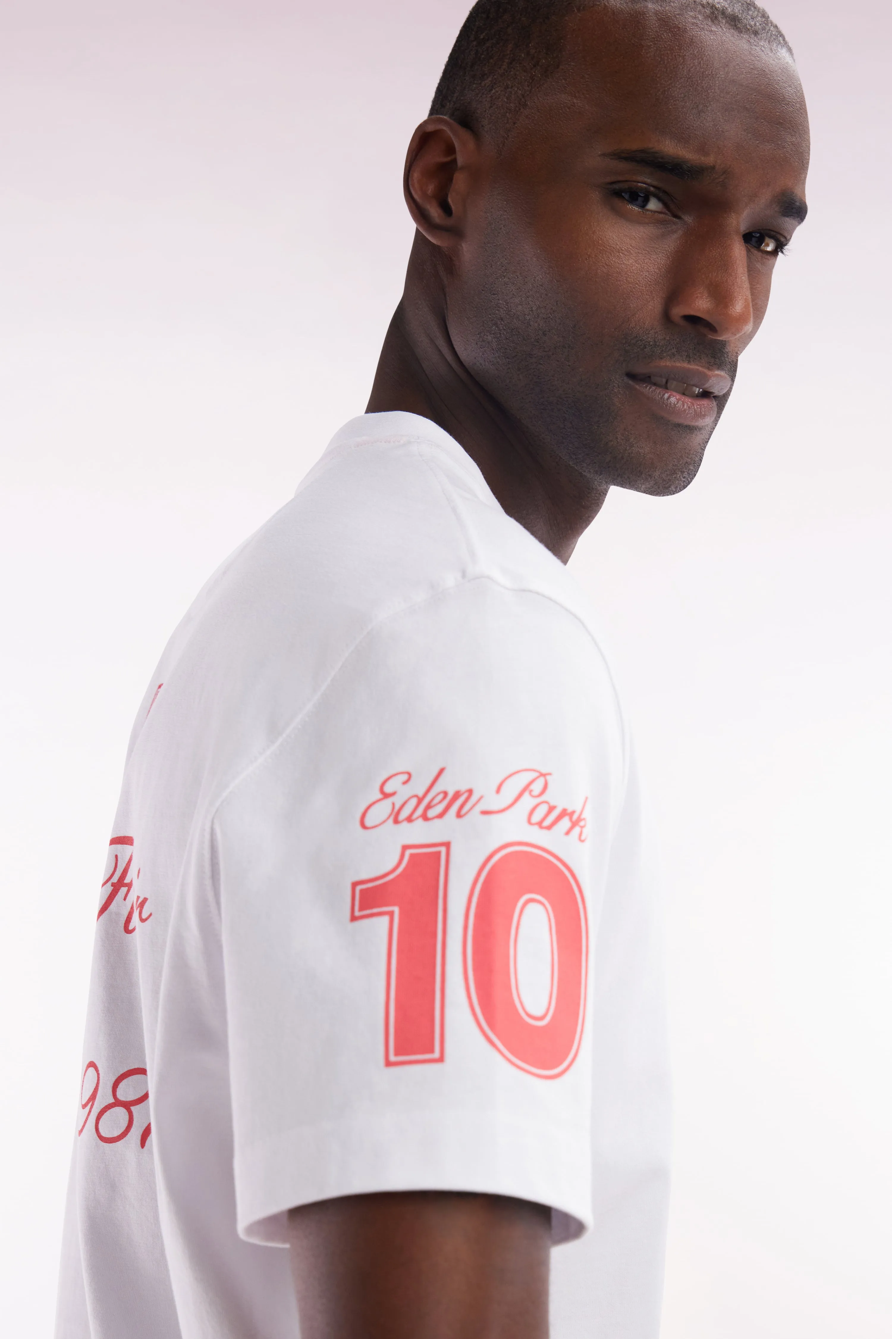 T-shirt EP en coton blanc broderies corail coupe décontractée